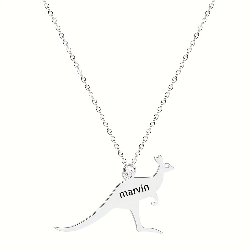 Women's 18K Gold Plated Custom Kangaroo Name Necklace, Personalized Gift